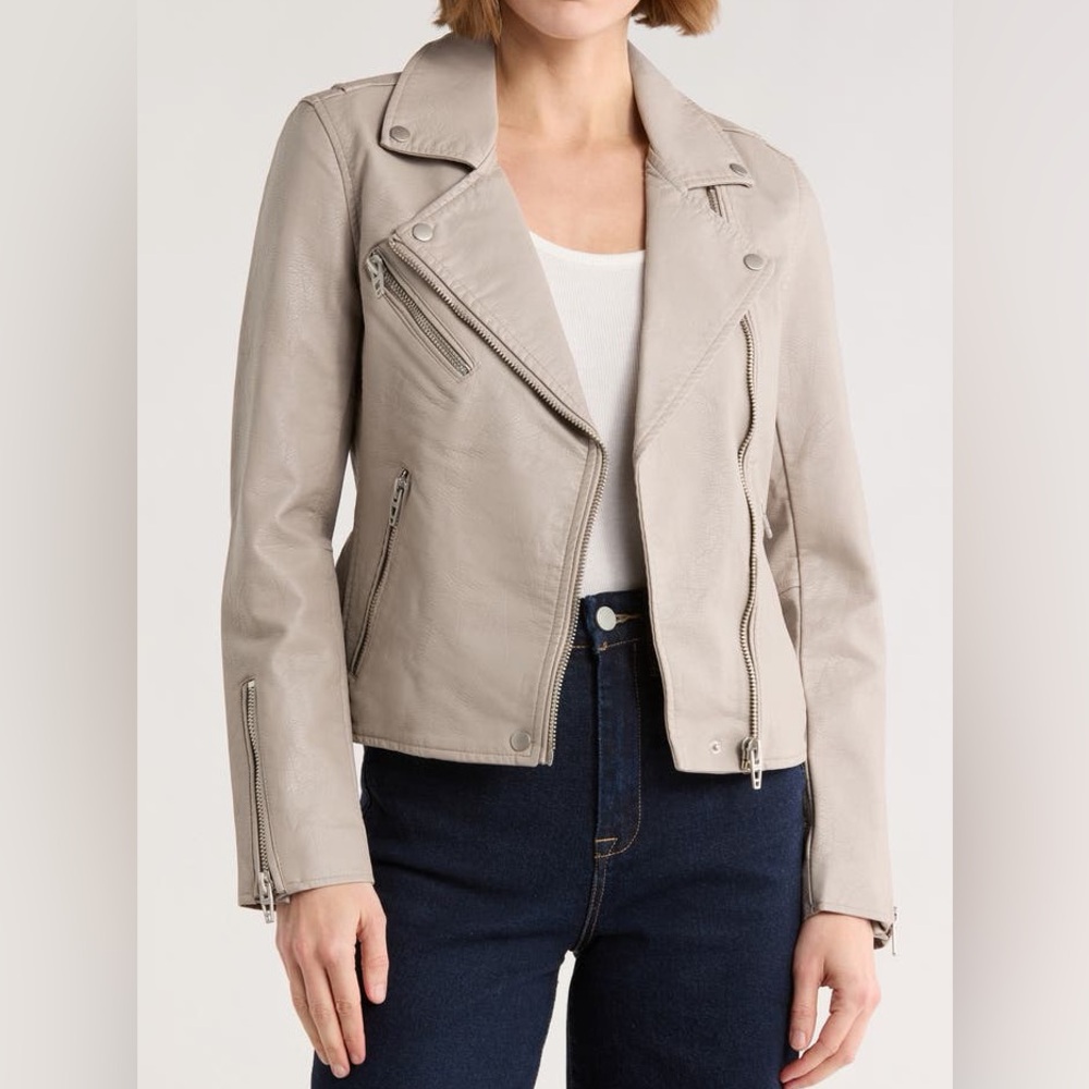 Women's Light Tan Faux Leather Jacket
